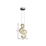 Musical Note Led Pendant Light - Stylish Stainless Steel Crystal Mini Lamp
