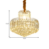 Contemporary 6/8 Bulbs Drop Pendant Chandelier With Crystal Rectangle Shade In Gold