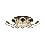 Modern Black/White Crystal Ceiling Light With Raindrop Shade 10/12 Heads Parlor Flush Mount Lamp