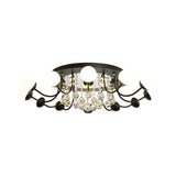 Hand-Cut Crystal Sphere Ceiling Light With Modern Design: 10/12-Head Black/White Mounting For Parlor