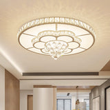 Contemporary Flower Led Ceiling Lamp With Faceted Crystal Flush Mount In White - 19.5/23.5 Wide
