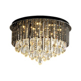 Modern Crystal Drip Flush Mount Light With Conical Design - Black 6/10 Heads Ceiling Lighting