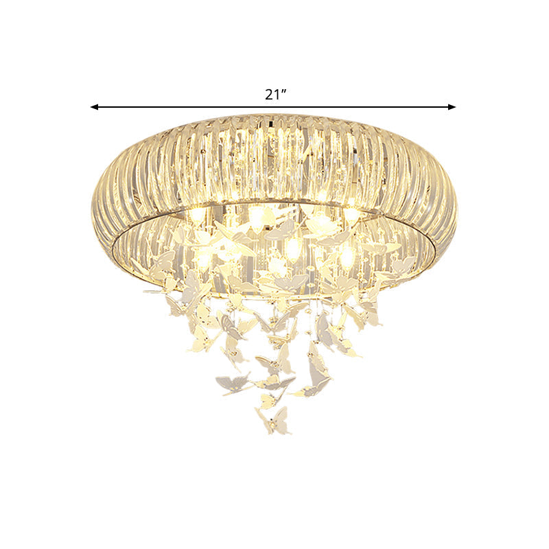 Modern Led Butterfly Flush Mount Ceiling Lamp - Crystal Prism Ring Remote Control Dimming & Multi -