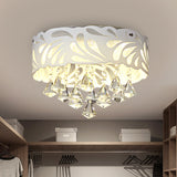 Modern Clear Crystal Flushmount Ceiling Light Fixture - 18/23.5/12.5 Width 8/12-Bulb/Led With Drum