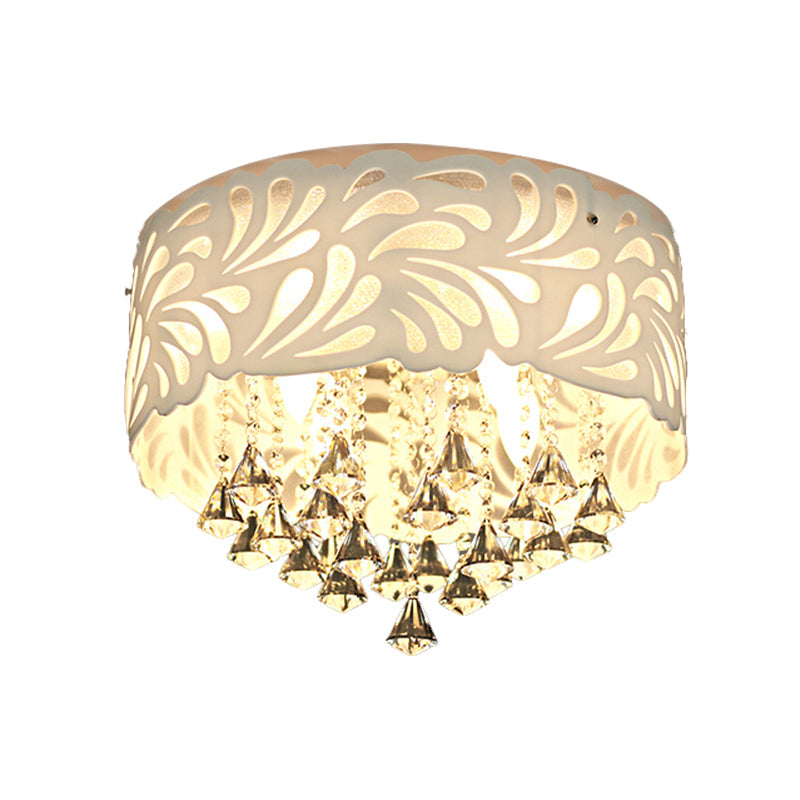 Modern Clear Crystal Flushmount Ceiling Light Fixture - 18/23.5/12.5 Width 8/12-Bulb/Led With Drum