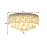 Modern Clear Crystal Flushmount Ceiling Light Fixture - 18/23.5/12.5 Width 8/12-Bulb/Led With Drum