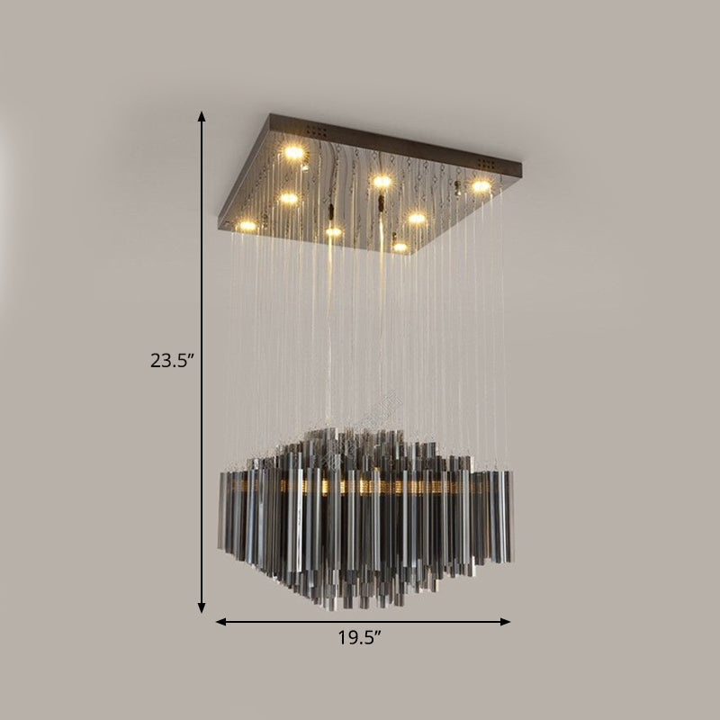 Modern Led Crystal Bar Hanging Ceiling Light For Dining Room - Black Hexagon