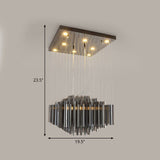 Modern Led Crystal Bar Hanging Ceiling Light For Dining Room - Black Hexagon