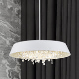 Metal Led Hanging Lamp - Modern Contemporary Circle Tray Design With Crystal Drop Warm/White Light