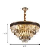 Crystal Rectangle Pendant Light With Tapered Suspension - 6/9 Bulb Black Chandelier