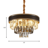 Crystal Rectangle Pendant Light With Tapered Suspension - 6/9 Bulb Black Chandelier