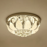 Modern Led Gold Flush Mount Ceiling Light With Clear Crystal Panel For Bedrooms