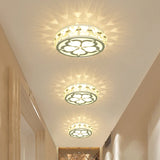 Contemporary Silver Round Crystal Led Flushmount Ceiling Lamp In Warm/White/Multi-Color Light 3 Wide