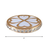 Modern Gold Flush Mount Led Ceiling Lamp With Clear Faceted Crystal Clover Design And Multi - Color
