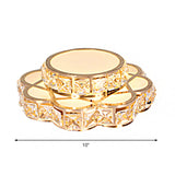 Gold Crystal Floral Flushmount Led Ceiling Fixture With Warm/White Light