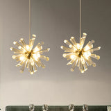 Gold Glass Sputnik Pendant Light With Clear Crystal Accents - Modern Suspension Fixture (3/6 Heads)