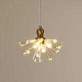 Gold Glass Sputnik Pendant Light With Clear Crystal Accents - Modern Suspension Fixture (3/6 Heads)