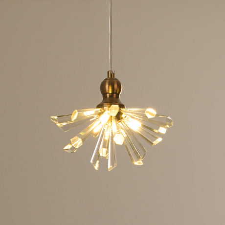 Gold Glass Sputnik Pendant Light With Clear Crystal Accents - Modern Suspension Fixture (3/6 Heads)