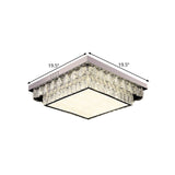 Modern Chrome Square/Round Crystal Block Led Flush Light For Bedroom - Close To Ceiling Lamp