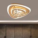 Modern Led Gold Flush Mount Lamp With Crystal Shade - Triangle/Round/Loving Heart Design