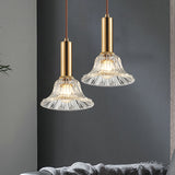 Modern Clear/Smoke Gray/Cognac Crystal Bell Pendant Light Fixture Gold Down Lighting