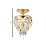 Modern Gold Crystal Rod Chandelier - 3 Tiers 2 Lights Ideal For Foyer Ceiling