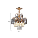 Gold Leaf Chandelier - Modern Crystal Suspension Lamp For Balcony Ceiling (3-Head)