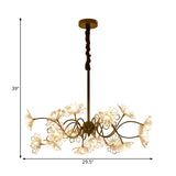 Contemporary Bronze Floral Chandelier With Crystal Beads & 16 Bulbs