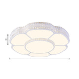 Modern Floral Crystal Flush Mount Led Ceiling Light In White/Warm 8.5/19.5 Width
