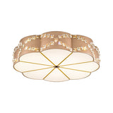 Modern Led Flushmount Ceiling Lamp With Clear Crystal Blocks And Gold Finish