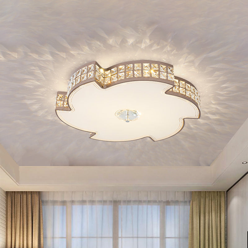 Modern Champagne Led Ceiling Light With Square - Cut Crystals 16.5’/21.5’ Width