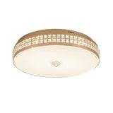 Led Round Ceiling Lamp Modern Champagne Finish With Clear Rhombic/Square-Cut Crystals 15.5/19.5