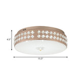 Led Round Ceiling Lamp Modern Champagne Finish With Clear Rhombic/Square-Cut Crystals 15.5/19.5