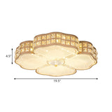 Square Champagne Flush Light With Peach Blossom Design - Contemporary Led Ceiling Lamp In 3 Sizes
