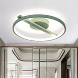 Modern Acrylic Ring Flush Mount Ceiling Light In Black/White/Blue For Living Room - Warm/White