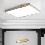 Nordic 1 Light Grey/White Ceiling Lamp - Acrylic Shade Rectangular Flush Mount With Warm/White