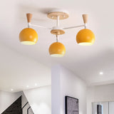 Macaron 3/6/8-Light Acrylic Dome Ceiling Lamp - Pink/Yellow/Blue Semi Flush Pendant