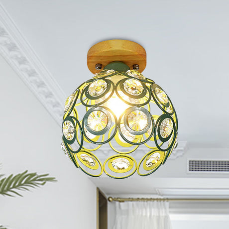 Global Metal Lampshade Nordic Flush Mount Lighting In Pink/Green/Gray For Foyer