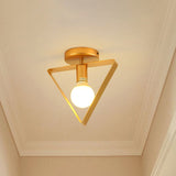 Nordic Metal Semi-Flush Mount Ceiling Light In Gold - Triangular/Square/Round Shade 1-Light Fixture