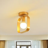 Nordic Metal Semi-Flush Mount Ceiling Light In Gold - Triangular/Square/Round Shade 1-Light Fixture