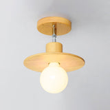 Modern Wooden Square/Trumpet/Pineapple Semi-Flush Ceiling Light - 1 Indoor Mount