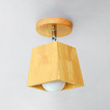 Modern Wooden Square/Trumpet/Pineapple Semi-Flush Ceiling Light - 1 Indoor Mount