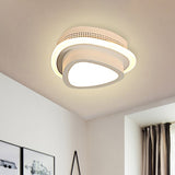 Modern Led Flush Ceiling Lamp In Black/White - Round Square Or Triangle Acrylic Design For Corridor