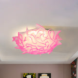 Contemporary Acrylic Flush Ceiling Lamp With Led Light Fixture - Blue/Brown/Orange