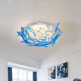 Contemporary Acrylic Flush Ceiling Lamp With Led Light Fixture - Blue/Brown/Orange