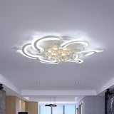 Modern Metallic Led Windmill Ceiling Lamp - White With Crystal Ball 3/5/6 Flush Lighting