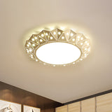 Modern Faceted Round Flushmount Light With Warm/White Led Lighting And Iron Shade 16.5/22.5 Wide