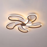 Modern Metal Flush Light With Brown Flower Ceiling Design - Warm/White Led Indoor Lighting (5/6/7