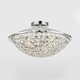 Modern Luxury Crystal Bead Bowl Semi Flushmount Light Fixture In Polished Chrome - 4 Lights