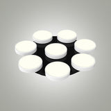 Modern Drum Flush Mount Light With Multiple Heads In Black/White For Study Room